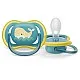 Комплект от 2 бр. ортодонтични залъгалки Philips AVENT SCF349/24 Ultra Air 18м+, неутрални цветове с декор Кит, в кутия за стерилизиране