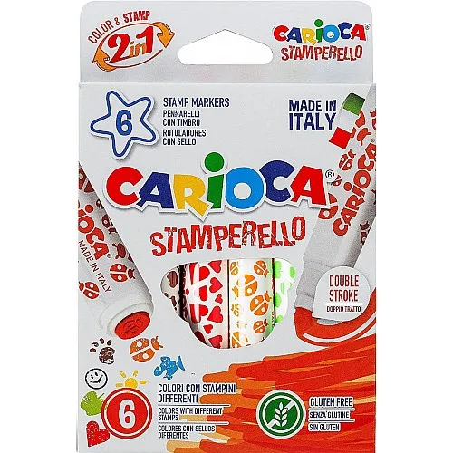 Carioca Комплект маркети Stamperello 6 цвята с печати