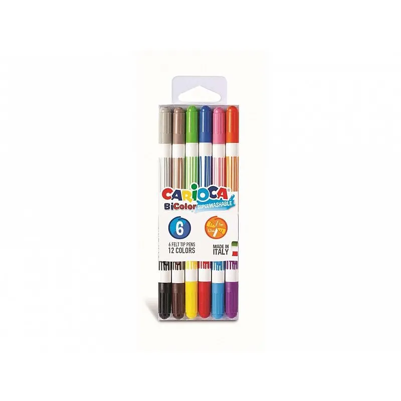 Carioca Двуцветни маркери BiColor 6бр./12 цвята