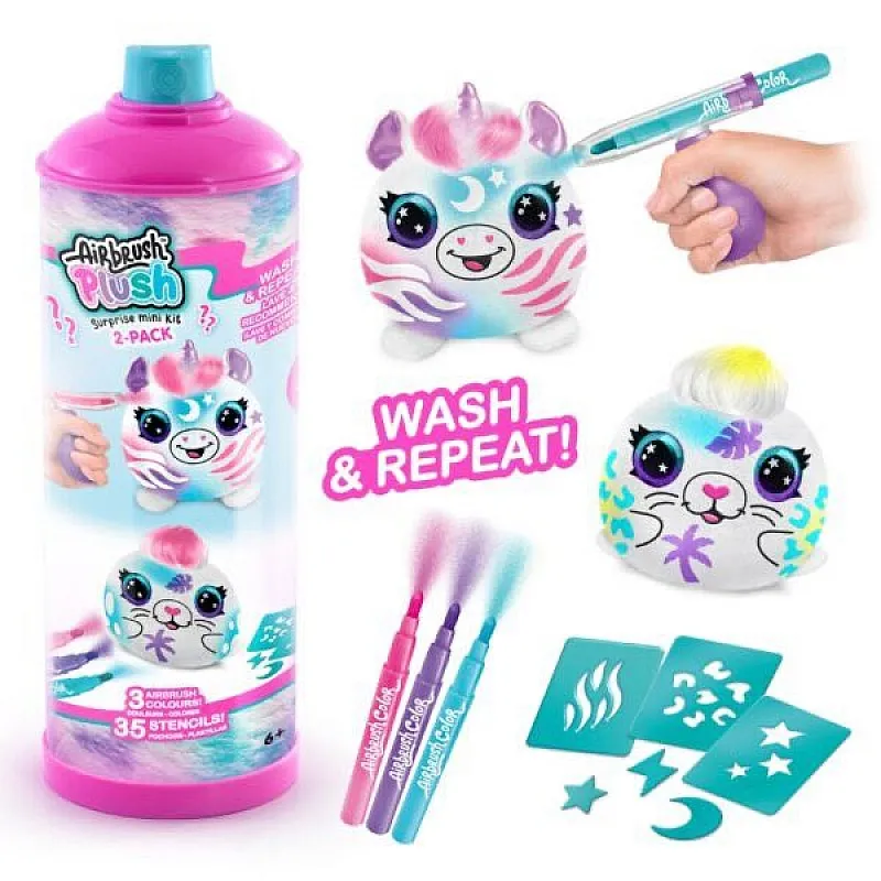 Творчески комплект, Canal Toys, Мини плюшена играчка за оцветяване, 10 см, 2 броя