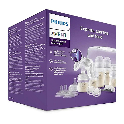 Комплект за кърмене Philips Avent SCD430/50 с ръчна помпа за кърма Natural Motion