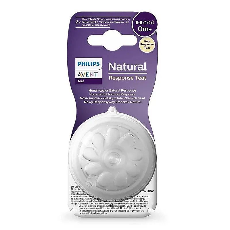 Комплект от 2 бр. Биберони без протичане Philips AVENT Natural Response SCY962/02 Поток 2, 0м+