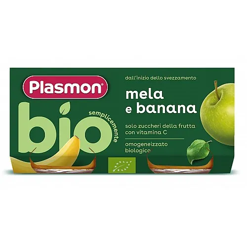 Plasmon БИО Пюре Ябълка с банан 6м. 2х80г