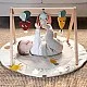 Еко Активна гимнастика Tiny Love Luxe Gymini от серията Garden of Adventures, с кръгло килимче с диаметър 90 см, дървена арка, 3 играчки и възглавница за игра по корем, 0м+