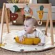 Еко Активна гимнастика Tiny Love Luxe Gymini от серията Garden of Adventures, с кръгло килимче с диаметър 90 см, дървена арка, 3 играчки и възглавница за игра по корем, 0м+