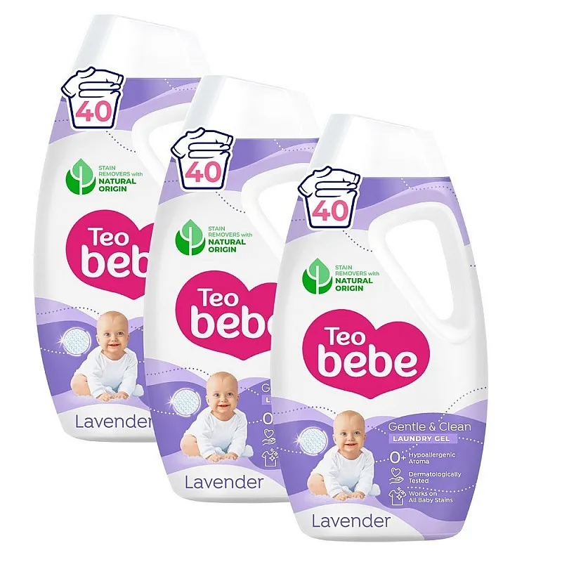 Teo bebe Течен перилен препарат Лавандула 120 пранета 3x1,8л Teo bebe Течен перилен препарат Лавандула 120 пранета 3x1,8л