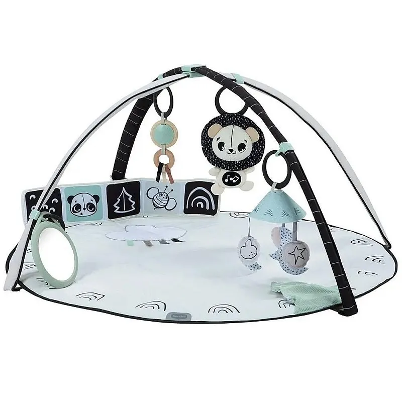 Активна гимнастика Tiny Love Developmental Gymini от серията Black&White Décor с кръгло килимче с диаметър 90 см, регулируеми арки и селекция от 5 играчки, 0м+