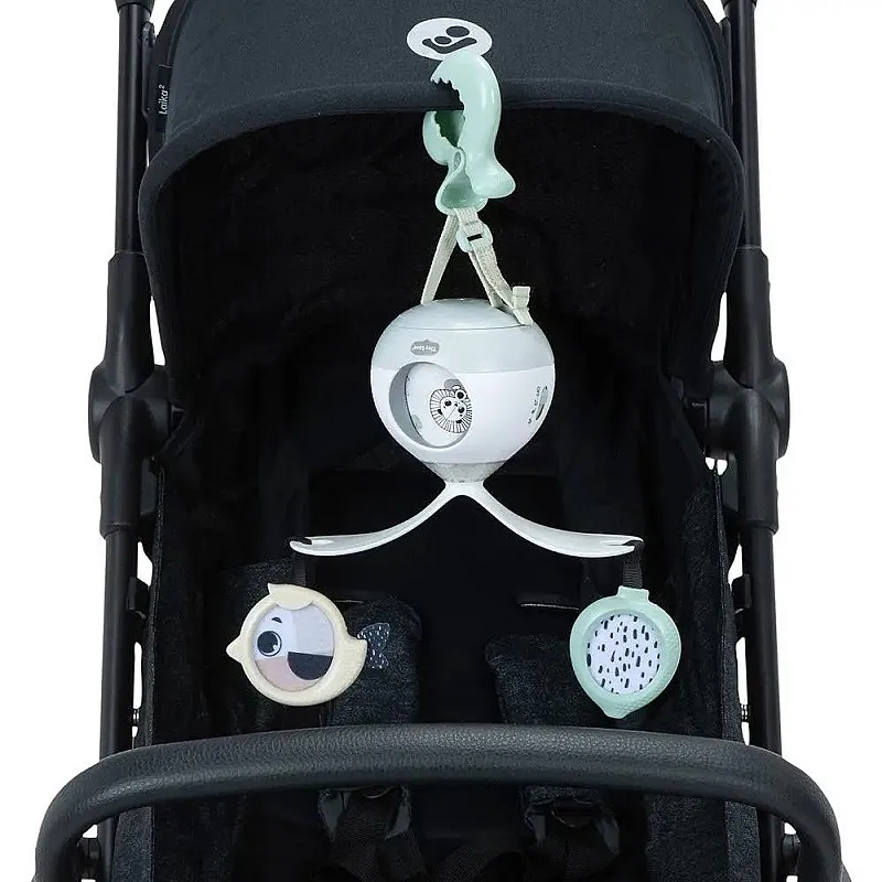 2-в-1 Музикална играчка TINY LOVE Tummy Time от серията Black&White Décor, с 30 минути музика и визуално шоу, с универсална щипка за закачване на детската количка, 0м+