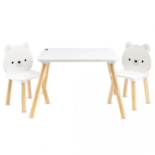 Moni Дървена маса с 2 стола White Bears