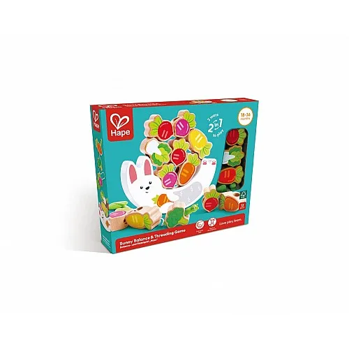 Hape Дървена образователна играчка за баланс и нанизване Зайче
