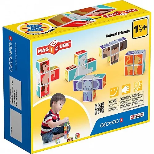 Магнитен конструктор, Geomag, Magicube, Животни и карти 132, 11 части