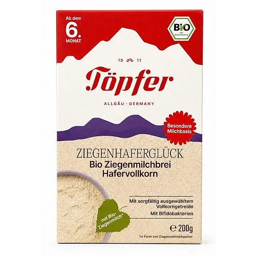 Topfer БИО Млечна каша с козе мляко и пълнозърнест овес 6м. 200г