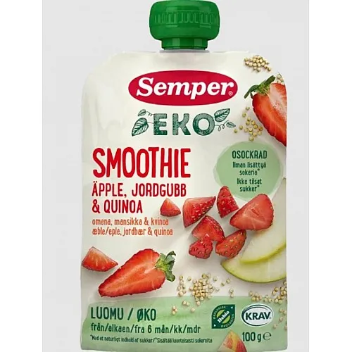 Semper ЕКО Смути ябълка, ягода и киноа 6м. 100г