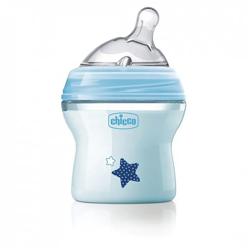 Chicco Шише Natural Feeling 150 мл със силиконов биберон 1 капка 0м+ - момче