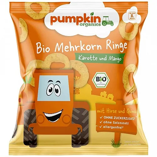 PUMPKIN ORGANICS БИО Зърнени кръгчета с манго и морков 12м. 20г