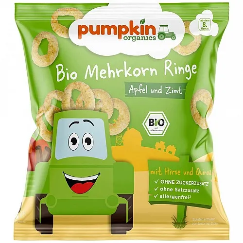 PUMPKIN ORGANICS БИО Зърнени кръгчета с ябълка и канела 8м. 20г