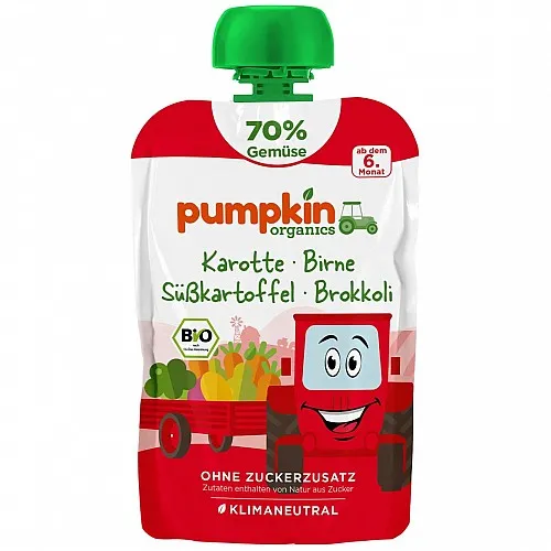 PUMPKIN ORGANICS БИО Пюре морков, круша, сладък картоф и броколи 6м. 100г