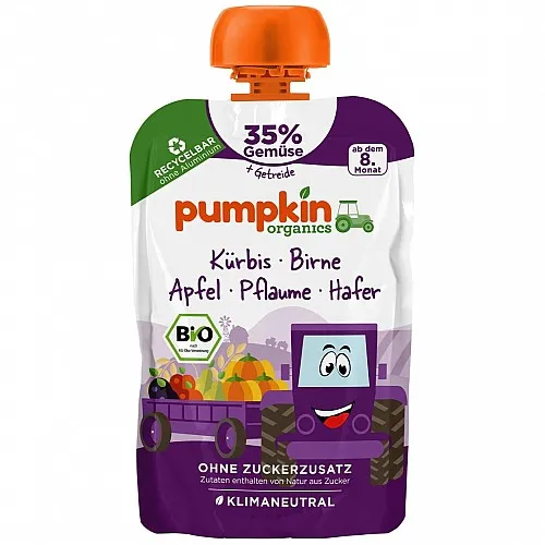 PUMPKIN ORGANICS БИО Пюре тиква, круша, слива и овесени ядки 8м. 100г