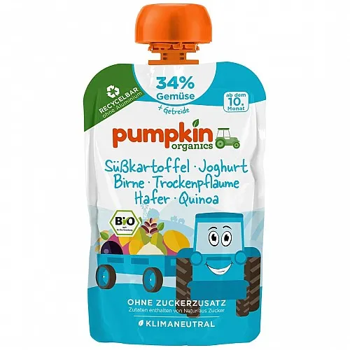 PUMPKIN ORGANICS БИО Пюре сладък картоф, йогурт, сини сливи и овесени ядки 10м. 100г