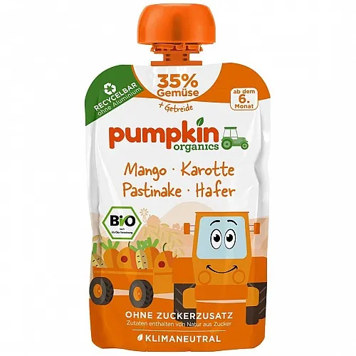 PUMPKIN ORGANICS БИО Пюре овесени ядки, манго, морков и пащърнак 6м. 100г