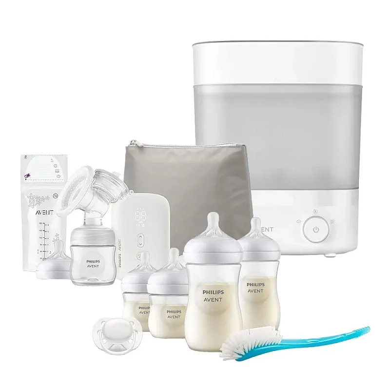 AVENT Единична електрическа помпа Natural Motion Premium + AVENT Електрически стерилизатор Premium с функция за изсушаване+ Комплект за новородено NATURAL RESPONSE 3.0 PP