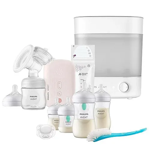 AVENT Eлектрическа помпа Natural Motion + Електрически стерилизатор Advanced +  Комплект шишета за новородено Natural Response с клапа AirFree