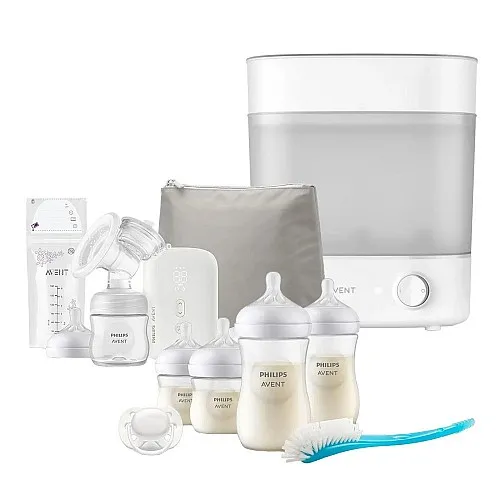 AVENT Единична електрическа помпа Natural Motion Premium + AVENT Електрически стерилизатор Advanced + Комплект за новородено NATURAL RESPONSE 3.0 PP