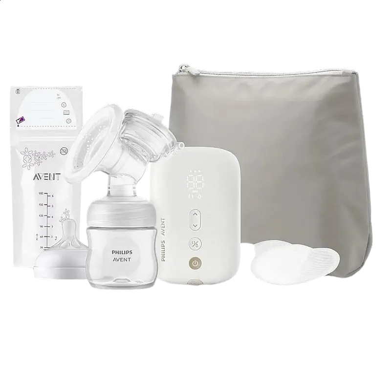 AVENT Единична електрическа помпа Natural Motion Premium + Електрически стерилизатор Advanced + Комплект за новородено Natural Response 3.0 - Залъг (0-6) + 3 Шишета - стъкло
