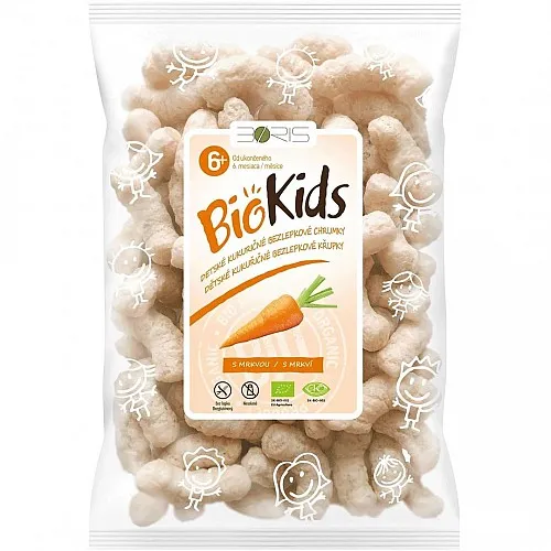 Biokids Био царевичен снакс с морков, без глутен, 6м+, 55г