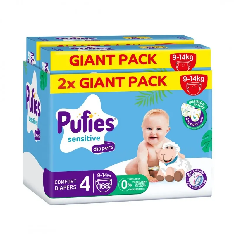 Pufies Sensitive Еднократни пелени 4  9-14кг 168бр.