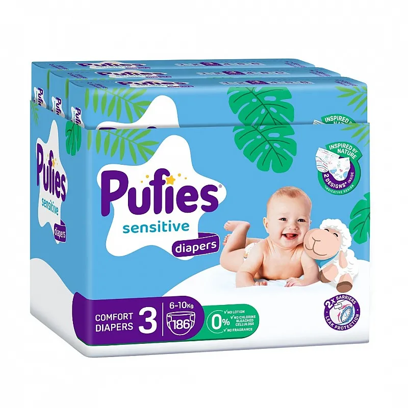 Pufies Sensitive 3 Mini 6-10кг 186бр.