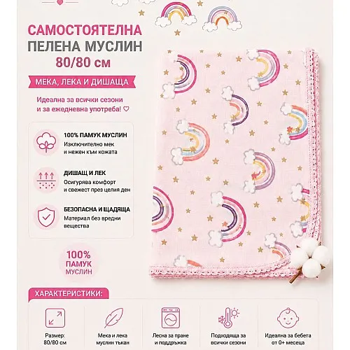 LIBEBE Муселинова бебешка пелена 2-2505