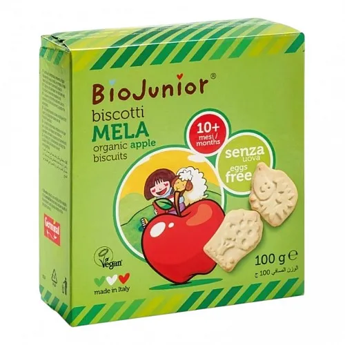 BioJunior БИО Бебешки бисквити с ябълка 10м. 100г