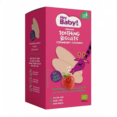 HEY BABY Био бисквитки бебешки ягода 6м. 5x4.2г