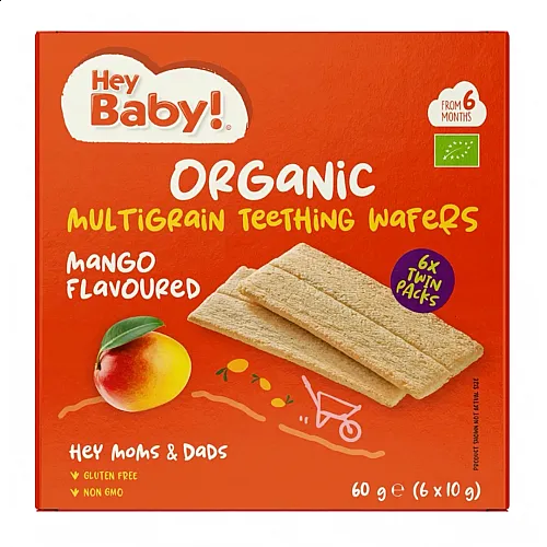 HEY BABY Био бебешки вафли манго 6м. 6х10г
