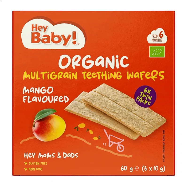 HEY BABY Био бебешки вафли манго 6м. 6х10г