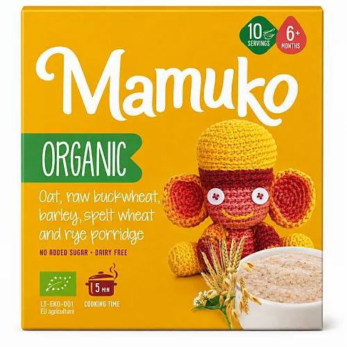 Mamuko Био Каша Овес, зелена елда, ечемик, спелта и ръж 6м. 200г