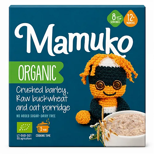 Mamuko Био Каша Натрошени овес, зелена елда и ечемик 12м. 200г