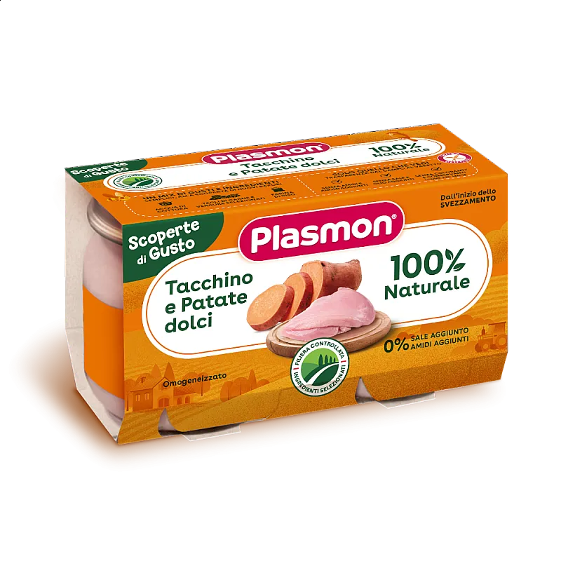 Plasmon Пюре от пуешко със сладки картофи 6м. 2х120г