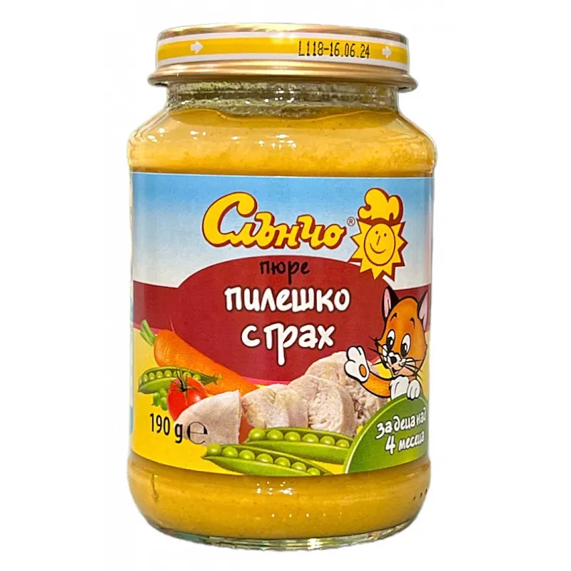 Слънчо Пилешко с грах 4м. 190г