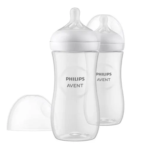 Комплект от 2 бр. шишета за хранене Philips AVENT Natural Response 330 мл с биберон без протичане Поток 4 3м+SCY906/02