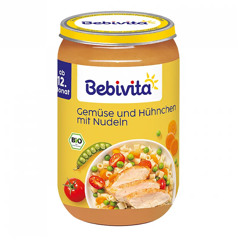 BEBIVITA БИО Зеленчуци, спагети и пилешко месо 12м. 250г