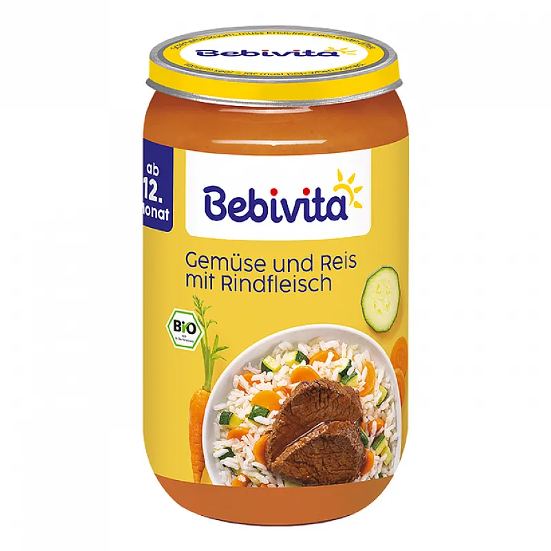 BEBIVITA БИО Зеленчуци, ориз и телешко месо 12м. 250г