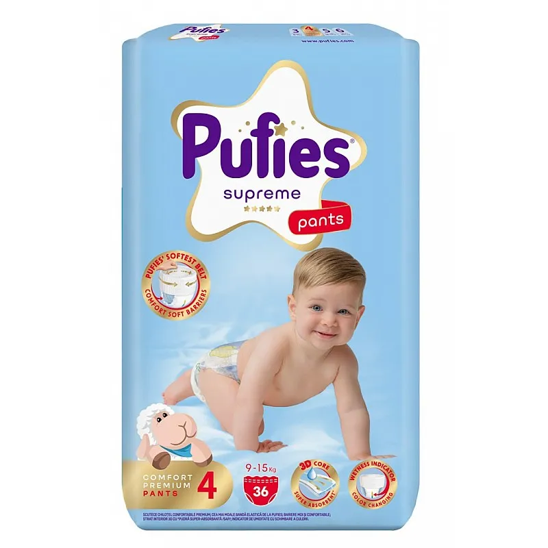 Pufies Supreme Гащички за еднократна употреба 4 9-15кг 36бр.