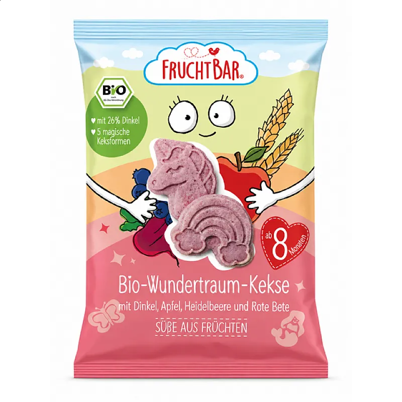 Fruchtbar Био Бебешки Бисквити със Спелта, ябълка и Боровинки 8м. 100g