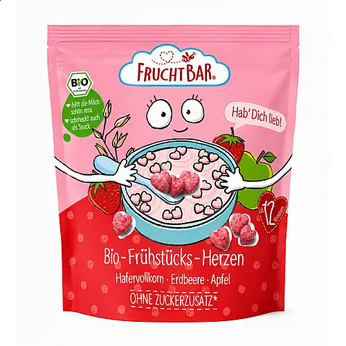 Fruchtbar Био детска зърнена закуска Сърчица с Ягода 12м. 125г