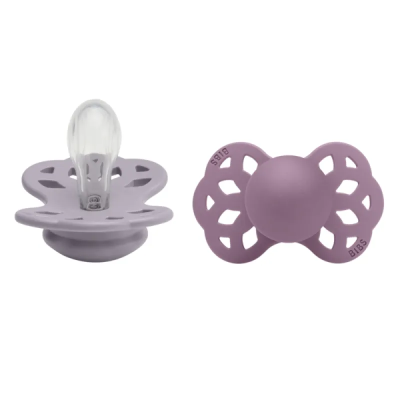 BIBS 2бр. Залъгалки Infinity, симетрични Fossil Grey/Mauve, 0-6 месеца
