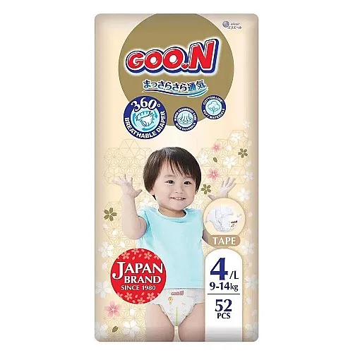 Еднократни бебешки пелени Goo.N Premium Soft 4 9-14кг 52бр.