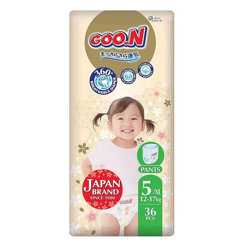 Еднократни пелени-гащички Goo.N Premium Soft 5 12-17кг 36бр.