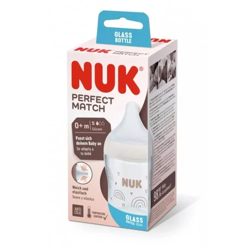 NUK Perfect Match Шише РР 150мл. със силиконов биберон за хранене S, 0+мес. Дъга